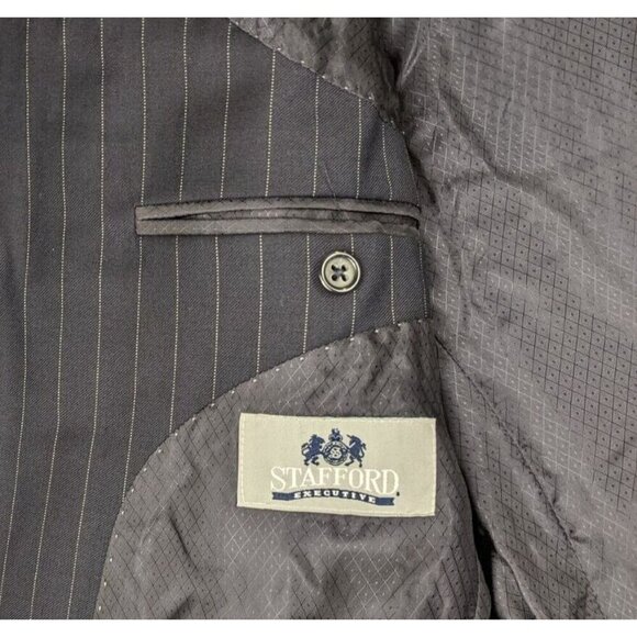 STAFFORD EXECUTIVE - MEN'S BLUE PINSTRIPE BLAZER JACKET SPORT COAT - SIZE 40R - Picture 6 of 12